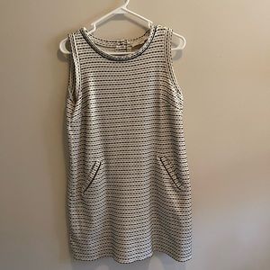 Size S Sleeveless Dress from Loft with a Black and White Pattern